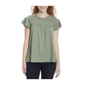 Ella Moss Ladies' Lace Trim Knit Top Size 2XL Green Cotton Blend Comfy Summer